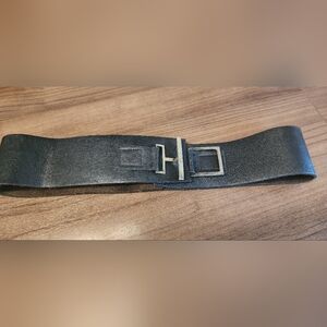 Black Leather Belt with Silver Buckle